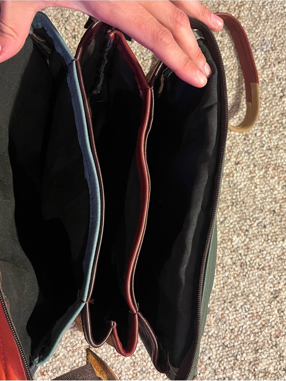 Vintage Colorblock Multicolor Leather Crossbody Bag - Picture 7 of 14